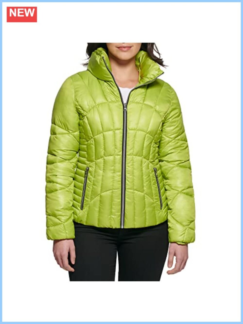 Quilted Puffer Jacket Midweight Band Collar Short Sleeve Casual